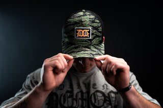Trenches V.1 | 5 Panel Mesh Hat (Tiger Camo Orange)
