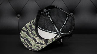 Trenches V.1 | 5 Panel Mesh Hat (Tiger Camo Orange)